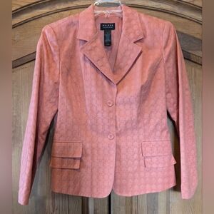 Axcess Liz Claiborne Womens 2-Button Blazer Jacket Orange Melon Salmon Lined 14
